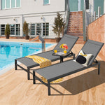 Aluminium Outdoor Chaise Lounge 6-Position Adjustable Patio Lounge Chair Sun Lounger for Poolside Backyard