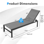 Aluminium Outdoor Chaise Lounge 6-Position Adjustable Patio Lounge Chair Sun Lounger for Poolside Backyard