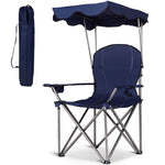 Folding Beach Canopy Chair Lawn Fool Chair with Cup Holders and Carrying Bag