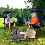 Folding Beach Canopy Chair Lawn Fool Chair with Cup Holders and Carrying Bag