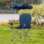 Folding Beach Canopy Chair Lawn Fool Chair with Cup Holders and Carrying Bag