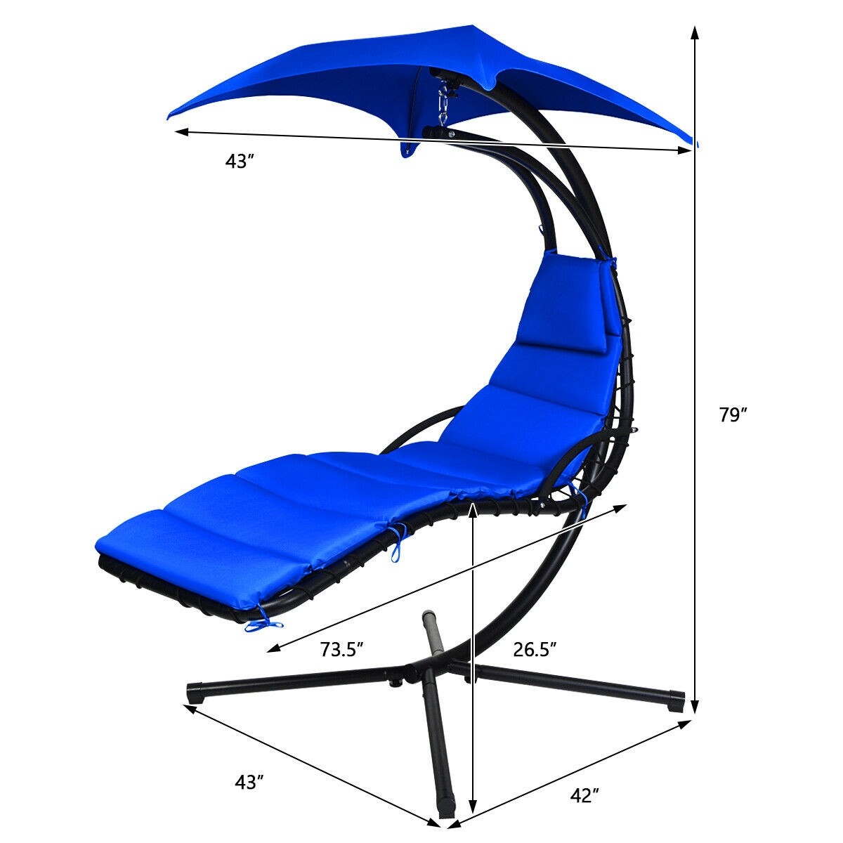 Hanging Chaise Lounge Hammock Outdoor Lounge Chair Swing Chair with Pillow