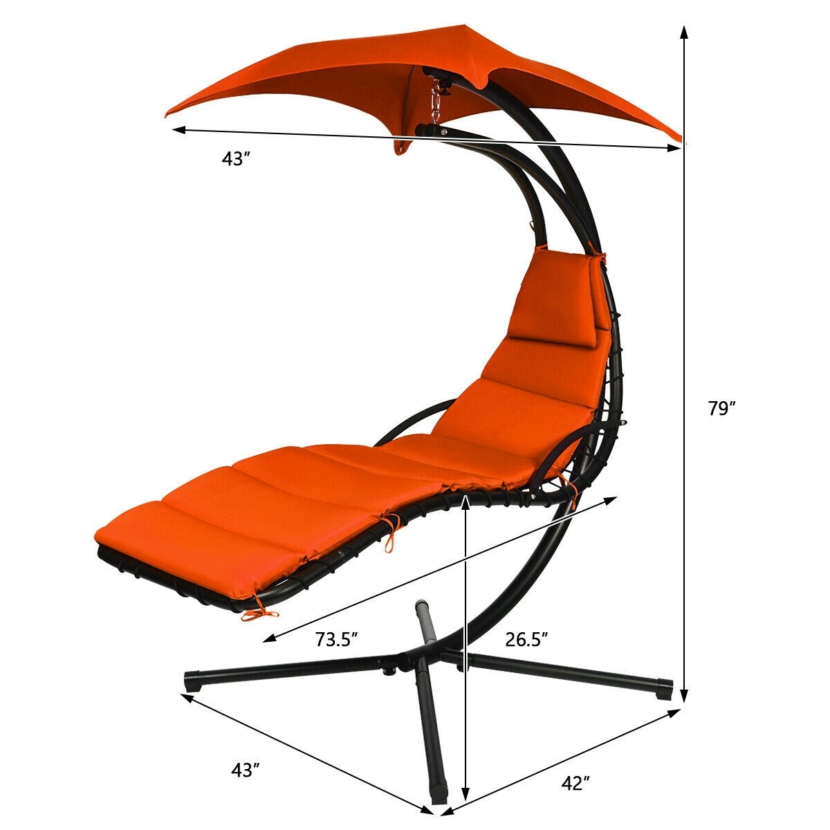 Hanging Chaise Lounge Hammock Outdoor Lounge Chair Swing Chair with Pillow