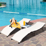 Bestoutdor 2Pcs Rattan Folding Patio Lounger Chair with Double Sided Cushions