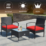 Bestoutdor 3 Pcs Patio Wicker Rattan Bistro Set Coffee Table & 2 Chairs with Cushions