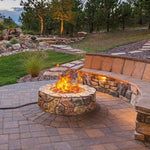 28" Round Propane Fire Pit 40,000 BTU Outdoor Stone Gas Fire Pit with Lava Rocks & PVC Cover for Patio Garden Backyard