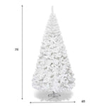 7FT White Artificial Christmas Tree Hinged Xmas Pine Tree 950 PVC Branch Tips with Folding Metal Stand for Holiday Season Outdoor Indoor Decor