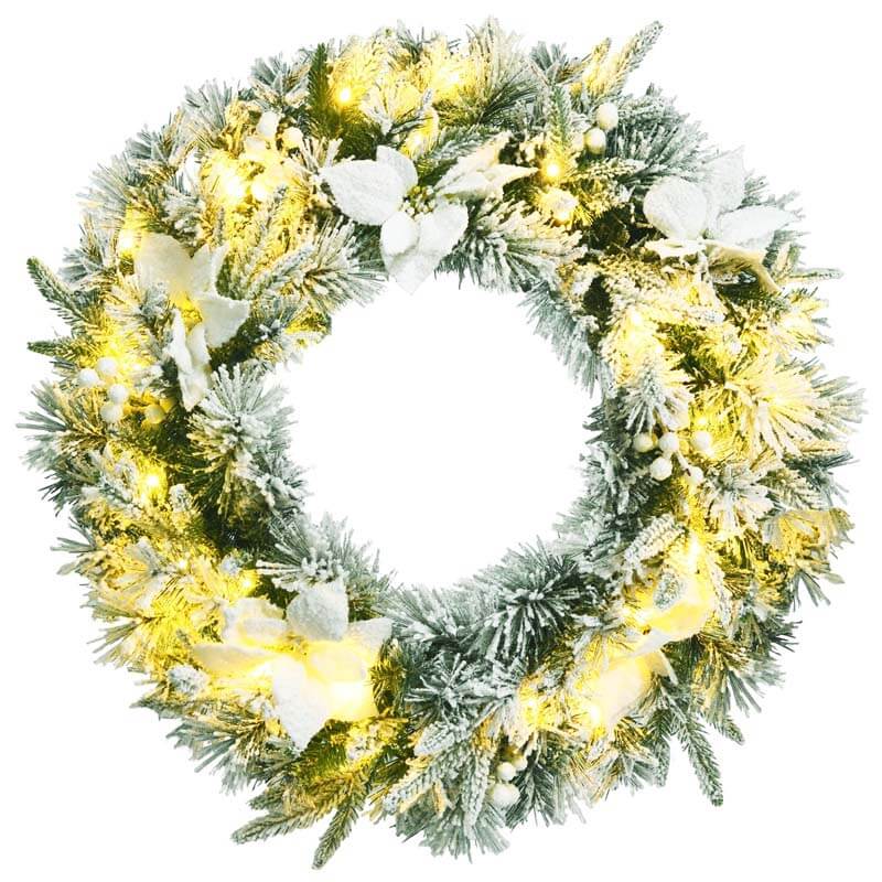 24 Inch Pre-Lit Artificial Christmas Wreath with 50 LED Lights