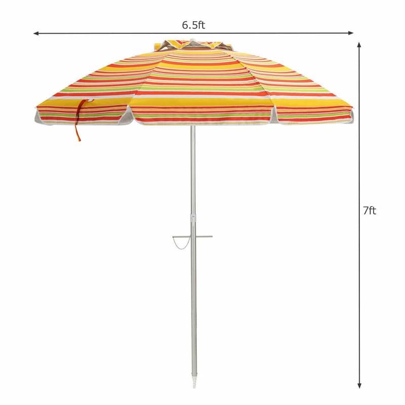 6.5 ft Beach Umbrella with Sand Anchor & Carrying Bag