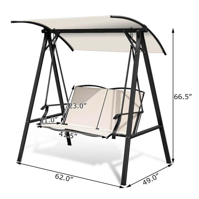 2 Person Patio Swing with Adjustable Canopy - Bestoutdor