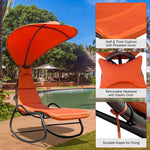 Patio Hanging Chaise Lounge Swing Lounge Chair with Removable Canopy