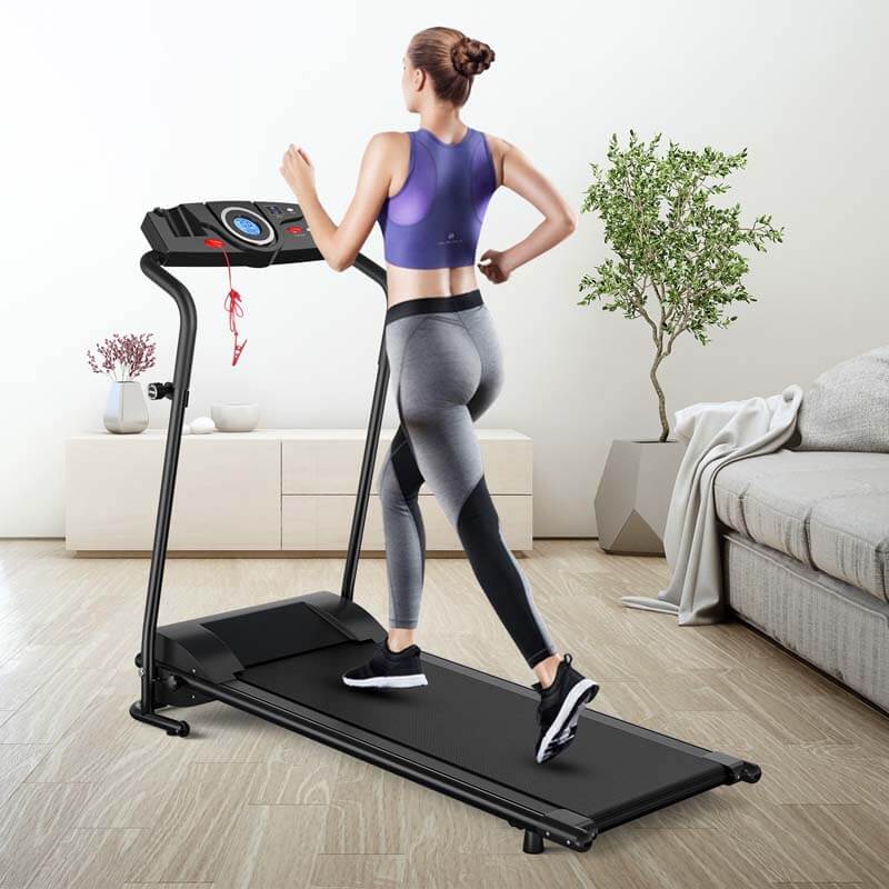 Compact Folding Treadmill 1 HP Motorized Power Running Machine Walking Jogging Machine Built-in 2 Workout Modes