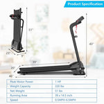 Compact Folding Treadmill 1 HP Motorized Power Running Machine Walking Jogging Machine Built-in 2 Workout Modes