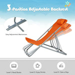 2-Pack Beach Chairs, Folding Lounge Chairs with Adjustable Backrests & Headrests, Portable Lightweight Chairs for Camping, Deck, Sunbathing