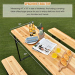 3 Pcs Folding Picnic Table Bench Set, 70" Portable Wooden Beer Garden Table with 2 Benches & Sturdy Steel Frame for Outdoor Patio Backyard