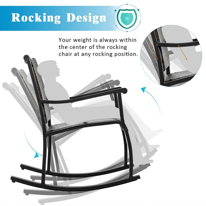 Bestoutdor 3-Piece Wicker Rocking Bistro Set Rattan Patio Furniture Set with 2 Rocking Chairs & Storage Shelf Coffee Table