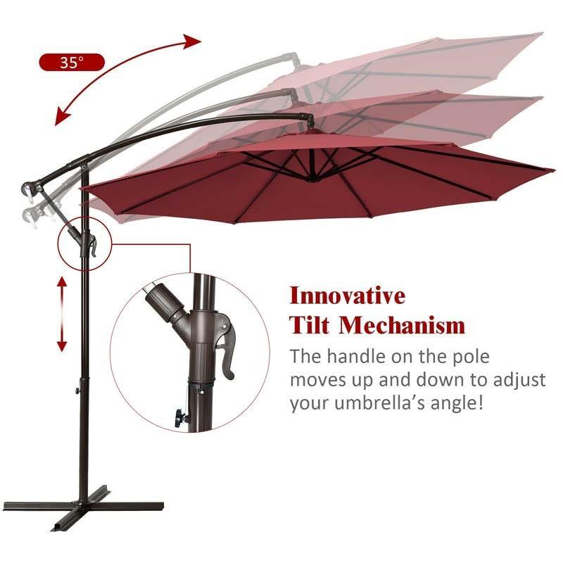 10ft Offset Hanging Outdoor Market Patio Umbrella - Bestoutdor