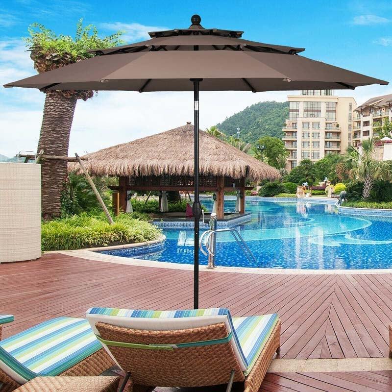 10ft 3 Tier Auto-tilt Patio Umbrella with Double Vented - Bestoutdor