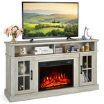 58" Electric Fireplace TV Stand for TVs Up to 65", 1400W Fireplace Insert with Remote, 3-Level Flame, Adjustable Shelves & Overheat Protection