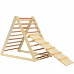 Foldable Wooden Climbing Triangle with Ramp & Ladder, Kids Indoor Climber Montessori Climbing Toys for Toddlers