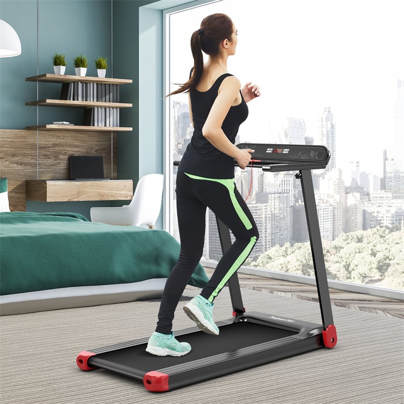 Folding Treadmill, Compact SuperFit Treadmill with APP Control, Speaker, LED Display, 12 Preset Programs, Walking Running Machine for Home Gym