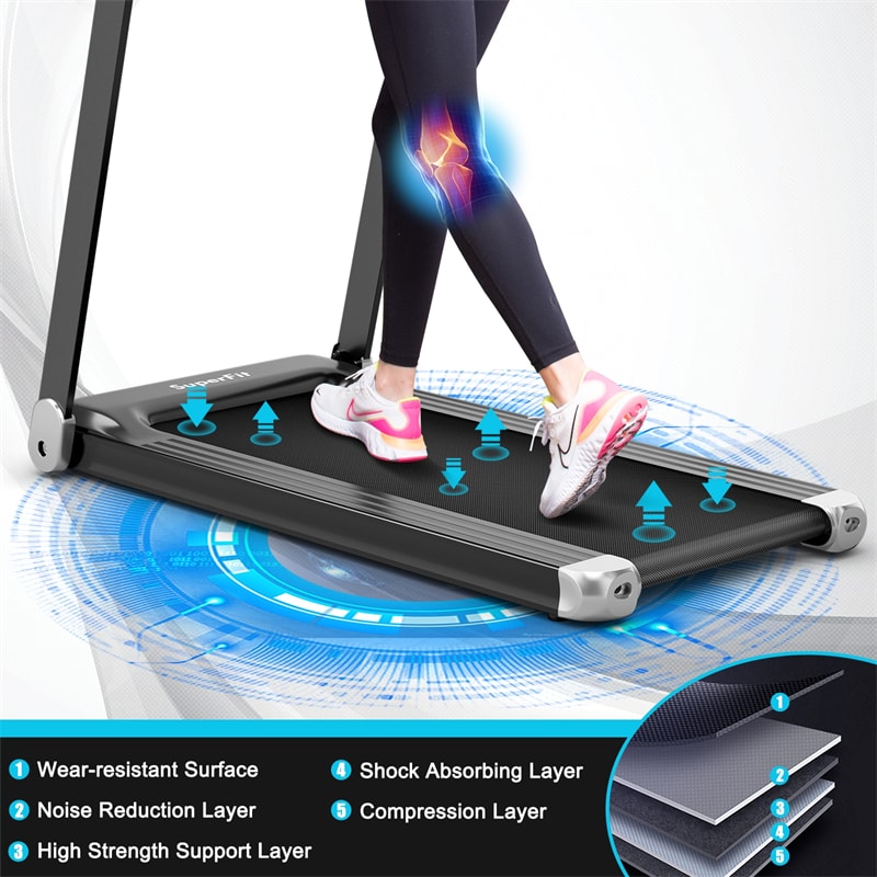 Superfit Folding Treadmill Compact Electric Walking Running Machine for Home Office with Smart APP Control & Bluetooth Speaker