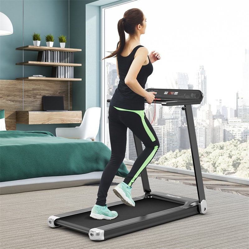 Folding Treadmill, Compact SuperFit Treadmill with APP Control, Speaker, LED Display, 12 Preset Programs, Walking Running Machine for Home Gym