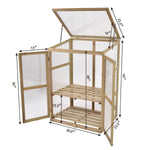 Cold Frame Portable Wooden Greenhouse Outdoor Indoor 3-Tier Raised Flower Planter Protection with Transparent Openable Roof & Double Doors