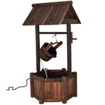 Garden Wooden Wishing Well Water Fountain with Electric Pump - Bestoutdor