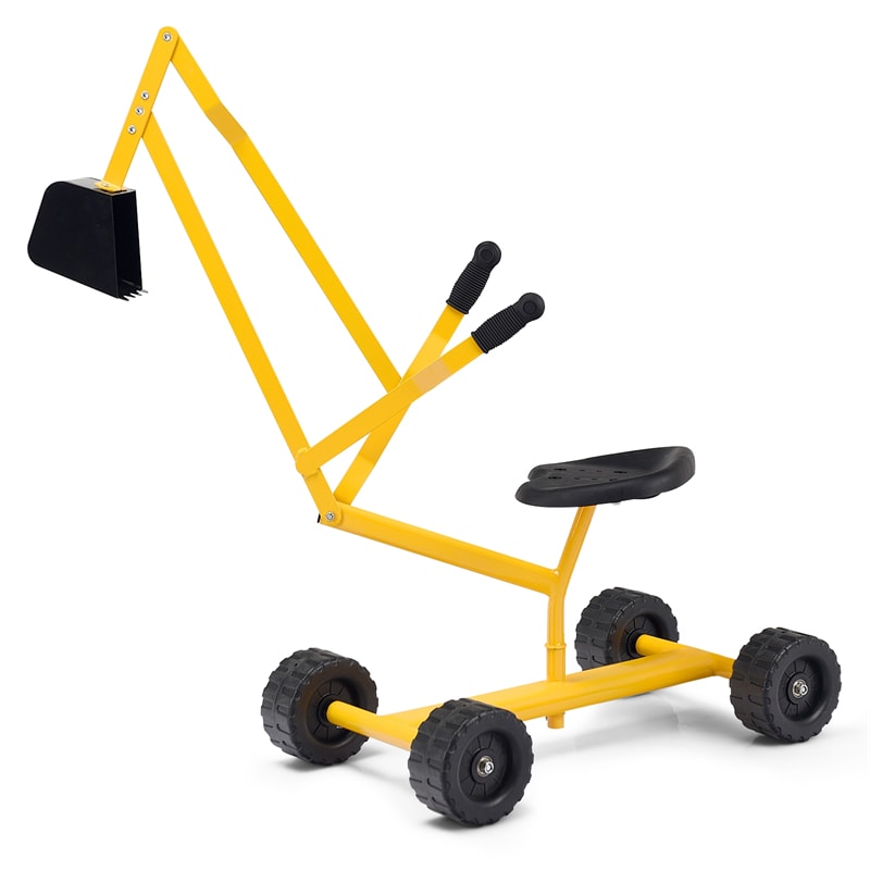 Heavy Duty Kids Ride-on Sand Digger Digging Scooper Excavator Sandbox Digger Toy with Wheels & 360° Swivel Seat