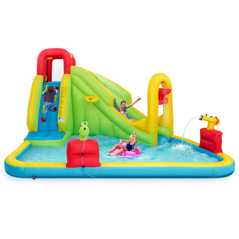 7-in-1 Inflatable Water Slide Kids Splash Pool Bounce House Mega Waterslide Park for Indoor Outdoor Fun without Blower