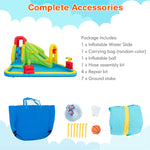 7-in-1 Inflatable Water Slide Kids Splash Pool Bounce House Mega Waterslide Park for Indoor Outdoor Fun without Blower