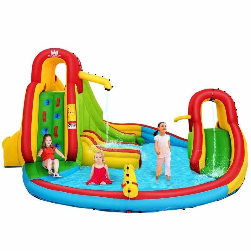 Inflatable Water Slide Bounce House with Climbing Wall and Pool - Bestoutdor