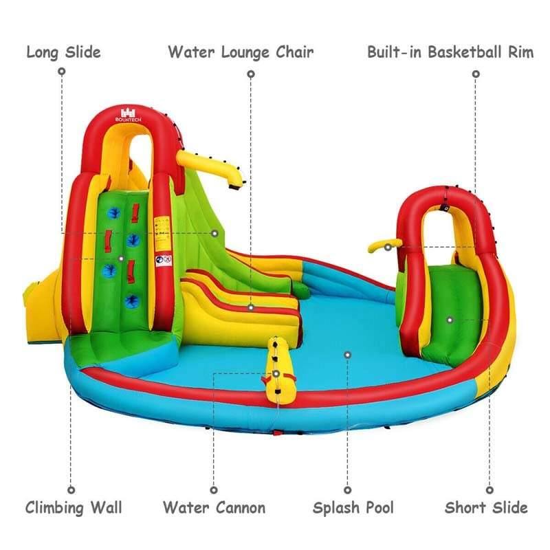 Inflatable Water Slide Bounce House with Climbing Wall and Pool - Bestoutdor