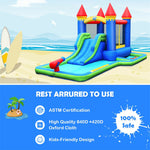 Inflatable Bounce House Water Slide Bouncy Castle Splash Pool Water Cannon with 580W Air Blower