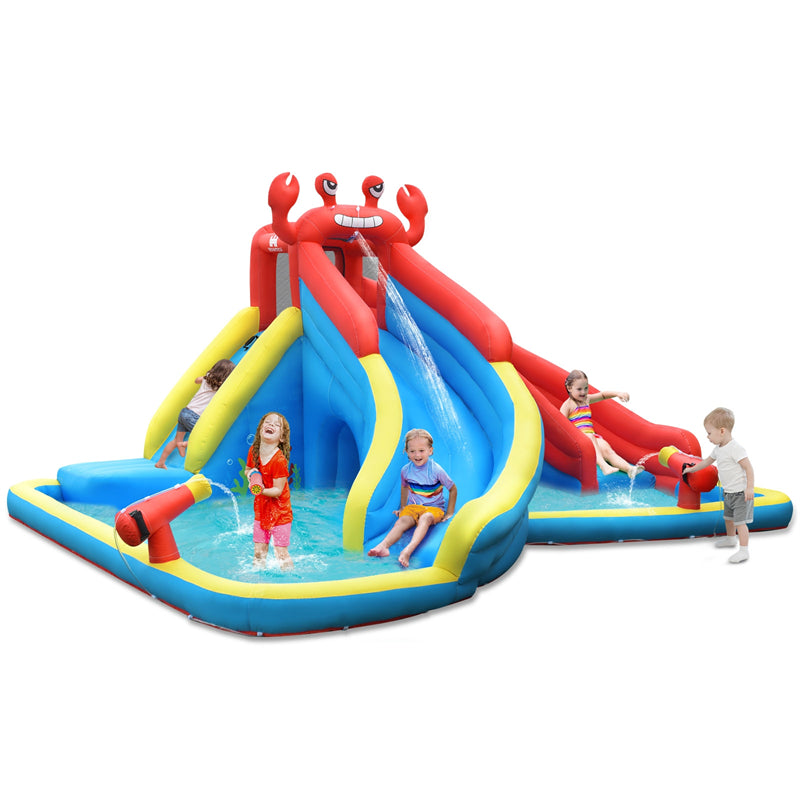 Inflatable Water Slide Crab Dual Slide Bounce House Splash Pool without Blower