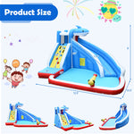 Inflatable Water Slide Shark Themed Bounce House Waterslide Park for Kids Backyard Outdoor Fun with Long Slide, Climbing, Splash Pool without Blower