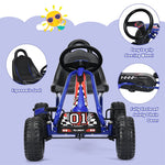 Kids Pedal Go Kart, 4-Wheel Pedal Powered Go Kart with Adjustable Seat, Steering Wheel & Safety Handbrake, Off-Road Go Kart for Boys & Girls