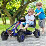 Kids Pedal Go Kart, 4-Wheel Pedal Powered Go Kart with Adjustable Seat, Steering Wheel & Safety Handbrake, Off-Road Go Kart for Boys & Girls