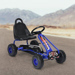 Kids Pedal Go Kart 4 Wheel Pedal Powered Ride On Car Toy with Adjustable Seat & Steering Wheels