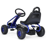 Kids Pedal Go Kart, 4-Wheel Pedal Powered Go Kart with Adjustable Seat, Steering Wheel & Safety Handbrake, Off-Road Go Kart for Boys & Girls