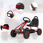 Kids Pedal Go Kart 4 Wheel Pedal Powered Ride On Car Toy with Adjustable Seat & Steering Wheels