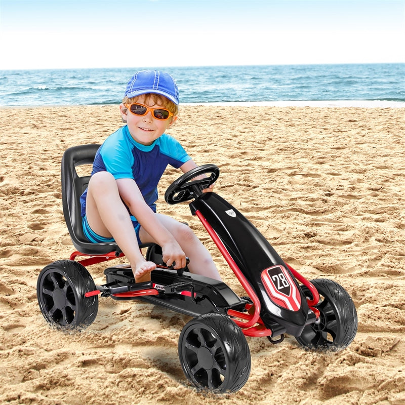 Kids Go Kart Ride-On 4 Wheel Pedal Car with Adjustable Seat