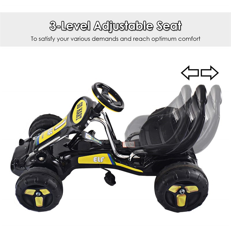 Kids Pedal Go Kart 4 Wheel Pedal Powered Car Ride On Car Toy with Adjustable Seat