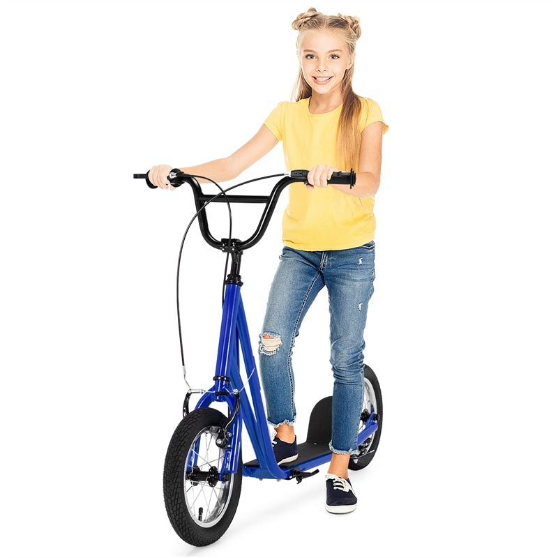 Kids & Adults Off-Road Scooter, All-Terrain Scooter with 12" Inflatable Wheels, Adjustable Handlebar, V-Type Brakes, Carbon Steel Frame, Age 8+