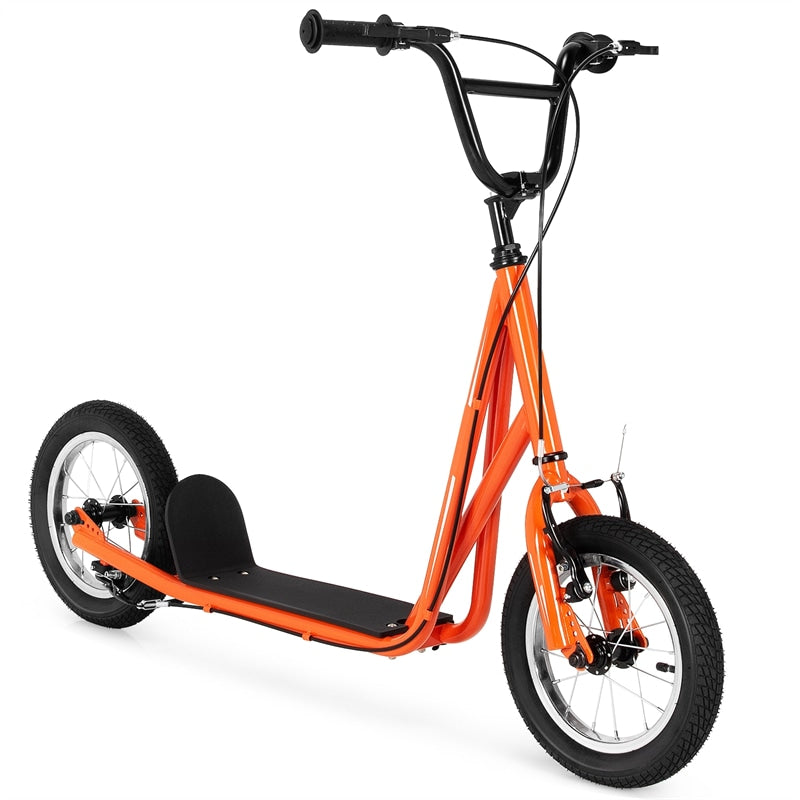 Kids & Adults Off-Road Scooter, All-Terrain Scooter with 12" Inflatable Wheels, Adjustable Handlebar, V-Type Brakes, Carbon Steel Frame, Age 8+