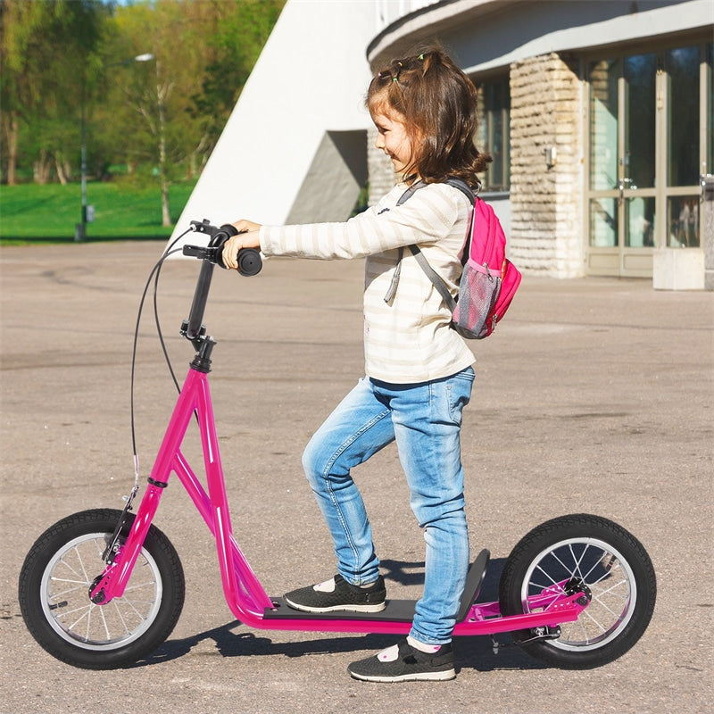 Kids & Adults Off-Road Scooter, All-Terrain Scooter with 12" Inflatable Wheels, Adjustable Handlebar, V-Type Brakes, Carbon Steel Frame, Age 8+