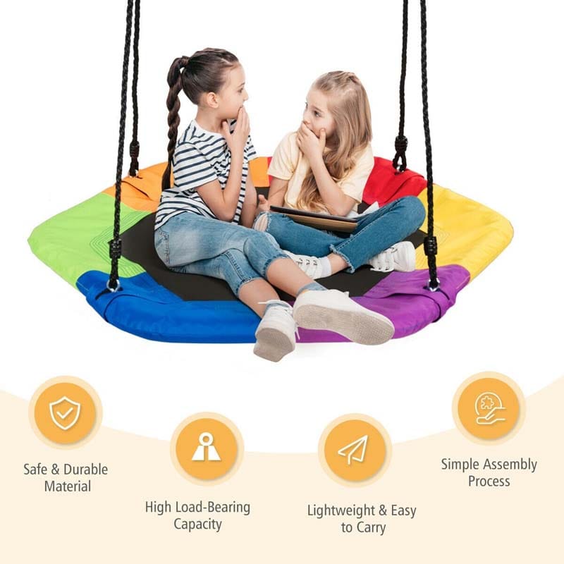 37" Kids Hexagon Tree Swing with Adjustable Hanging Rope