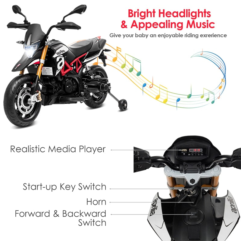 12V Kids Ride-On Motorcycle,Aprilia Licensed Battery Powered Dirt Bikes on sale for Kids