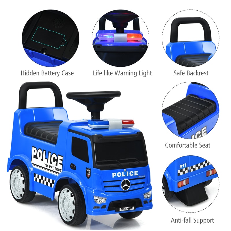 Kids Ride On Push Police Car Licensed Mercedes Benz Toddler Sliding Walking Car with Steering Wheel